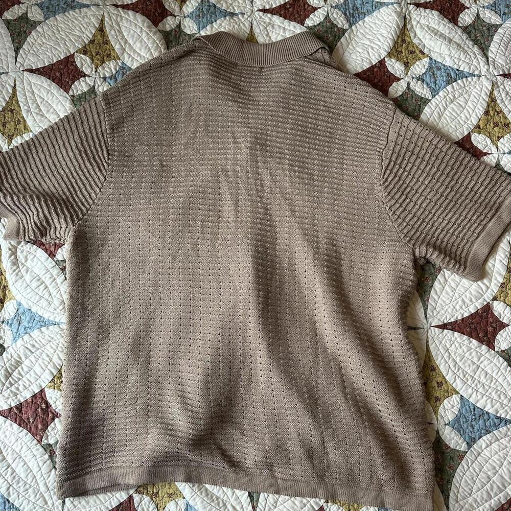 AE Weekend Textured Button-Up Sweater Polo Shirt brown size XL NWOT - Picture 6 of 8